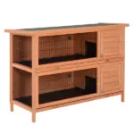 PawHut 54" Rabbit Cage, 2-Tier Rabbit Hutch Outdoor Guinea with Removable Dividers and Pull-Out Trays, Orange