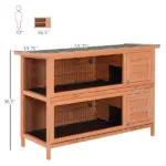 PawHut 54" Rabbit Cage, 2-Tier Rabbit Hutch Outdoor Guinea with Removable Dividers and Pull-Out Trays, Orange - Image 3