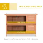 PawHut 54" Rabbit Cage, 2-Tier Rabbit Hutch Outdoor Guinea with Removable Dividers and Pull-Out Trays, Orange - Image 4