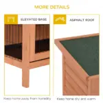 PawHut 54" Rabbit Cage, 2-Tier Rabbit Hutch Outdoor Guinea with Removable Dividers and Pull-Out Trays, Orange - Image 7