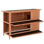 PawHut 54" Rabbit Cage, 2-Tier Rabbit Hutch Outdoor Guinea with Removable Dividers and Pull-Out Trays, Orange - Image 9