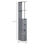 HOMCOM 54" Tall Bathroom Linen Tower, Freestanding Storage Cabinet with 2-Tier Shelf and Drawers, Narrow Organizer, Gray - Image 3