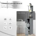 HOMCOM 54" Tall Bathroom Linen Tower, Freestanding Storage Cabinet with 2-Tier Shelf and Drawers, Narrow Organizer, Gray - Image 4