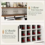 55" Coffee Bar Cabinet with Lights, Farmhouse Wine Cabinet with Wine and Glass Racks for Kitchen, Dining Room, White - Image 6