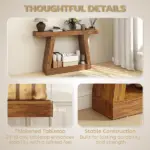HOMCOM 55 Inch Farmhouse Console Table, 2-Tier Entryway Table with Storage for Hallway, Living Room, Behind Couch, Rustic Brown - Image 3