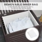 HOMCOM 55 L Bamboo Laundry Basket with Lid, Cloth Hamper with Removable Liner Bag, 19.75 x 14.25 x 23.5 Inches, Coffee - Image 5