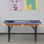 HOMCOM 55'' Portable Folding Billiards Table Game Pool Table for Kids Adults With Cues, Ball, Rack, Brush, Chalk - Image 2