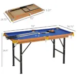 HOMCOM 55'' Portable Folding Billiards Table Game Pool Table for Kids Adults With Cues, Ball, Rack, Brush, Chalk - Image 3