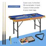 HOMCOM 55'' Portable Folding Billiards Table Game Pool Table for Kids Adults With Cues, Ball, Rack, Brush, Chalk - Image 4