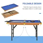 HOMCOM 55'' Portable Folding Billiards Table Game Pool Table for Kids Adults With Cues, Ball, Rack, Brush, Chalk - Image 5