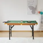 55" Portable Folding Billiards Table Game Pool Table for Whole Family Number Use With Cues, Ball, Rack, Chalk, Green - Image 2