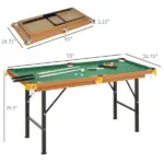 55" Portable Folding Billiards Table Game Pool Table for Whole Family Number Use With Cues, Ball, Rack, Chalk, Green - Image 3