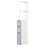 HOMCOM 55" Tall Bathroom Cabinets, Narrow Storage Cabinet Freestanding Linen Tower with 2-Tier Shelf and Drawers, White - Image 13