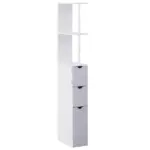 HOMCOM 55" Tall Bathroom Cabinets, Narrow Storage Cabinet Freestanding Linen Tower with 2-Tier Shelf and Drawers, White