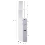 HOMCOM 55" Tall Bathroom Cabinets, Narrow Storage Cabinet Freestanding Linen Tower with 2-Tier Shelf and Drawers, White - Image 3
