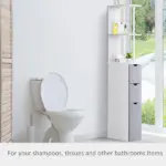 HOMCOM 55" Tall Bathroom Cabinets, Narrow Storage Cabinet Freestanding Linen Tower with 2-Tier Shelf and Drawers, White - Image 5