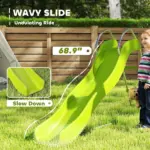 5.7FT Outdoor Slide for Kids Ages 3-8, Climbing Step Ladder, Playground Equipment for Backyard, Garden, Green - Image 4