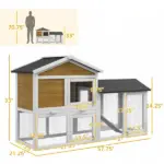 58 Inch Wooden Rabbit Hutch with Run, Removable Tray, Roof and Ramp, Natural Wood - Image 3