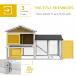 58 Inch Wooden Rabbit Hutch with Run, Removable Tray, Roof and Ramp, Natural Wood - Image 4