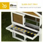 58 Inch Wooden Rabbit Hutch with Run, Removable Tray, Roof and Ramp, Natural Wood - Image 6