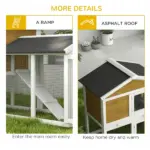 58 Inch Wooden Rabbit Hutch with Run, Removable Tray, Roof and Ramp, Natural Wood - Image 7