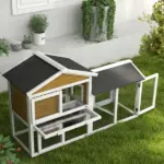 58 Inch Wooden Rabbit Hutch with Run, Removable Tray, Roof and Ramp, Natural Wood - Image 8