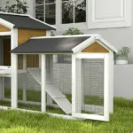 58 Inch Wooden Rabbit Hutch with Run, Removable Tray, Roof and Ramp, Natural Wood - Image 9