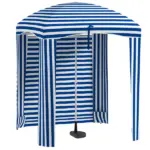 Outsunny 5.8' x 5.8' Blue White Stripe Cabana Umbrella with Single-top Vented Windows Ruffles Carry Bag for Outdoor Use - Image 11
