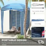Outsunny 5.8' x 5.8' Blue White Stripe Cabana Umbrella with Single-top Vented Windows Ruffles Carry Bag for Outdoor Use - Image 6