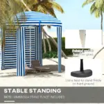 Outsunny 5.8' x 5.8' Blue White Stripe Cabana Umbrella with Single-top Vented Windows Ruffles Carry Bag for Outdoor Use - Image 7
