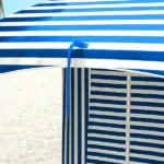 Outsunny 5.8' x 5.8' Blue White Stripe Cabana Umbrella with Single-top Vented Windows Ruffles Carry Bag for Outdoor Use - Image 8
