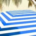 Outsunny 5.8' x 5.8' Blue White Stripe Cabana Umbrella with Single-top Vented Windows Ruffles Carry Bag for Outdoor Use - Image 9