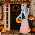 5.9' Halloween LED Yard Decor Ghost with Pumpkin, Blow Up Inflatable Outdoor Decoration, Waterproof - Image 10