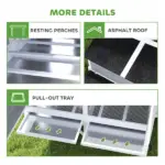 PawHut 59 Inch Wooden Chicken Coop with Wheels 2 Nesting Boxes 2 Trays and 4 Perches for 5-8 Chickens Gray - Image 9