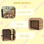 PawHut 59"x64"x39" Large Wooden Dog House Raised Weatherproof Rustic Log Cabin Style Elevated Pet Shelter Porch Deck, Natural - Image 6