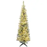HOMCOM 5ft Pencil Christmas Tree, Slim Artificial Christmas Tree with Realistic Branches and Warm White LED Lights, Green - Image 11