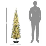 HOMCOM 5ft Pencil Christmas Tree, Slim Artificial Christmas Tree with Realistic Branches and Warm White LED Lights, Green - Image 3