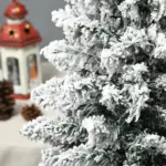 HOMCOM 5ft Pencil Christmas Tree, Slim Artificial Christmas Tree with Realistic Branches and Warm White LED Lights, Green - Image 9