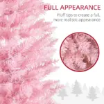 HOMCOM 5ft Pencil Christmas Tree, Slim Artificial Christmas Tree with Realistic Branches and Warm White LED Lights, Pink - Image 5