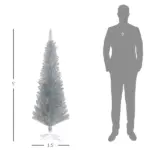 HOMCOM 5 Ft Slim Artificial Christmas Tree with 294 Tips and Plastic Base Silver - Image 3