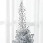 HOMCOM 5 Ft Slim Artificial Christmas Tree with 294 Tips and Plastic Base Silver - Image 8