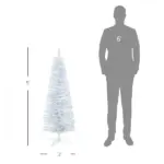 5ft Slim White Snow Flocked Artificial Pencil Christmas Tree Indoor Decoration Realistic Branches Plastic Base - Image 3