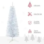 5ft Slim White Snow Flocked Artificial Pencil Christmas Tree Indoor Decoration Realistic Branches Plastic Base - Image 4