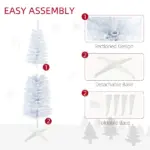 5ft Slim White Snow Flocked Artificial Pencil Christmas Tree Indoor Decoration Realistic Branches Plastic Base - Image 6