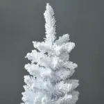 5ft Slim White Snow Flocked Artificial Pencil Christmas Tree Indoor Decoration Realistic Branches Plastic Base - Image 8