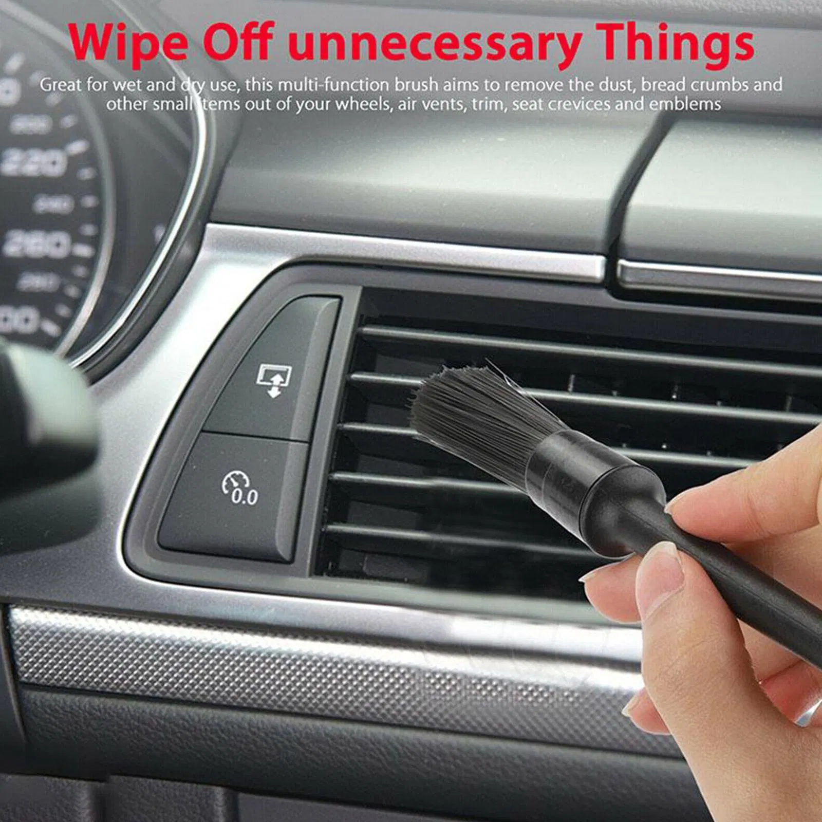 5 Piece Boar Hair Car Detailing Brush Set for Interior Wheels and Trim
