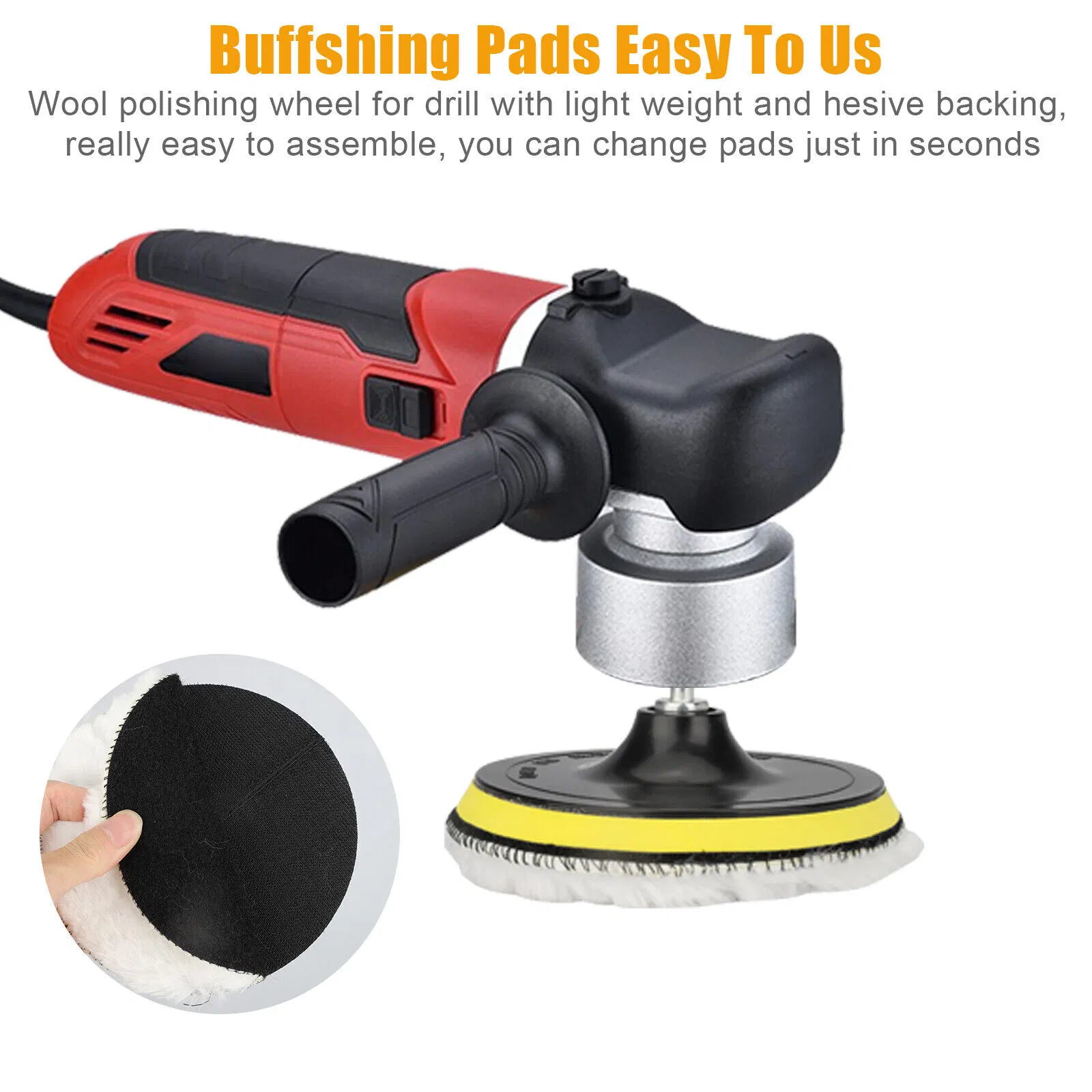 5 Piece 6 Inch Wool Buffing and Polishing Pad Kit with M14 Adapter