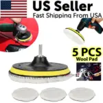 5 Piece 6 Inch Wool Buffing and Polishing Pad Kit with M14 Adapter