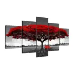 5 Piece Red Tree Canvas Wall Art Print Set, Frameless - Image 17