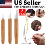 5 Piece Crochet Hook Set with Bamboo Handles for Dreadlock and Braiding